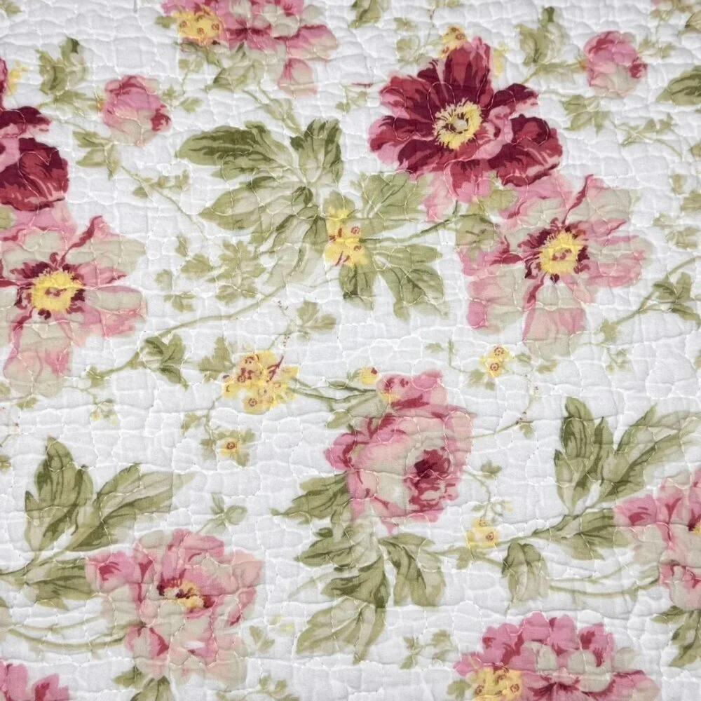 VTG Laura Ashley Reversible Floral Quilt Bedspread Coverlet Queen Cottage Boho